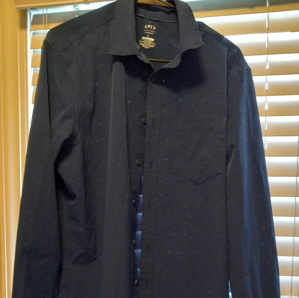 Mens navy performance button down shirt